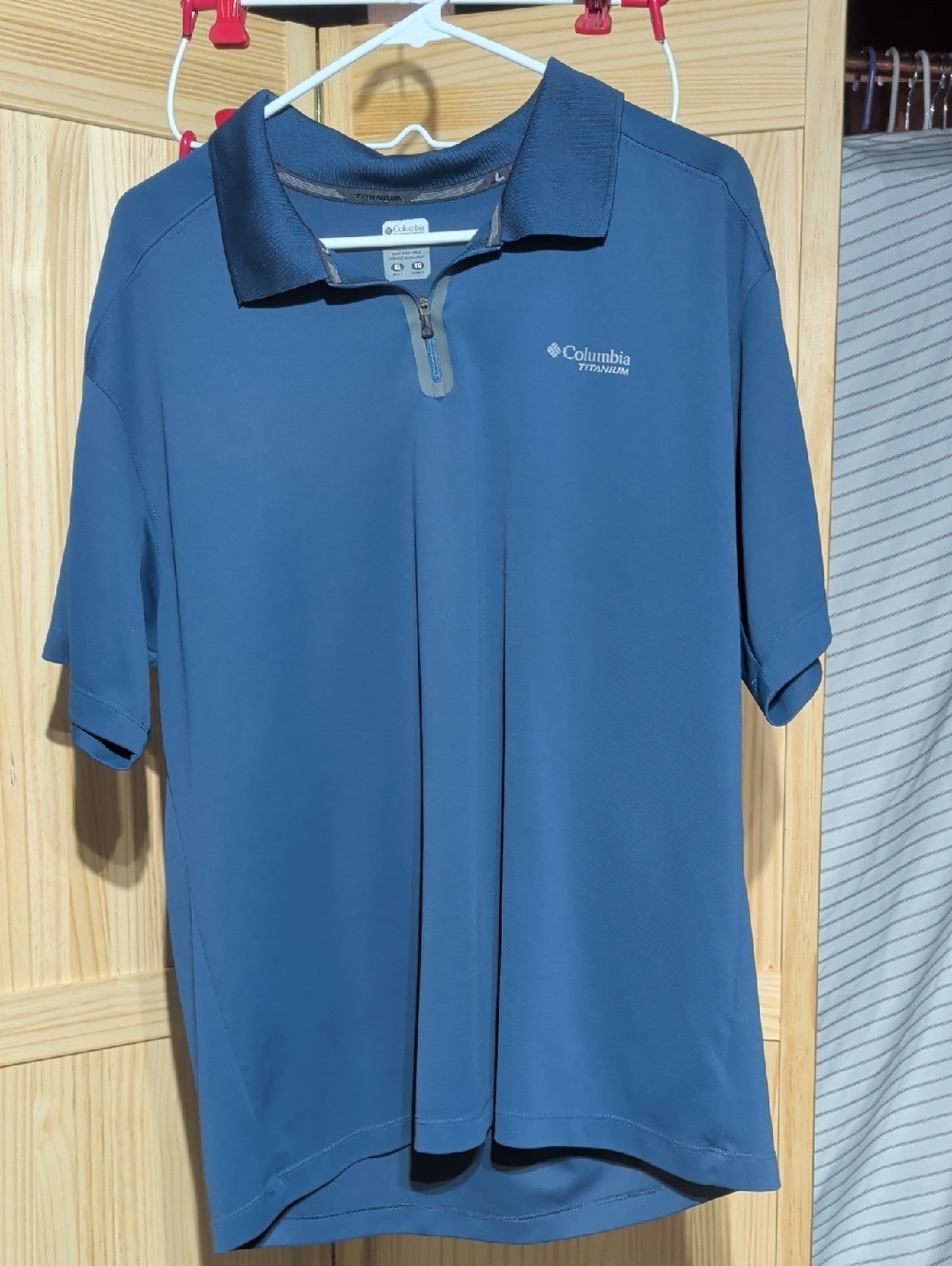 Columbia Blue Short-Sleeve Performance Polo with Zip